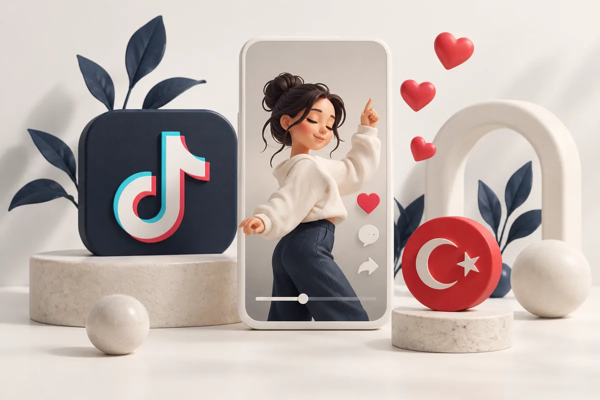 TikTok Türk Beğeni hizmetini temsil eden illüstrasyon