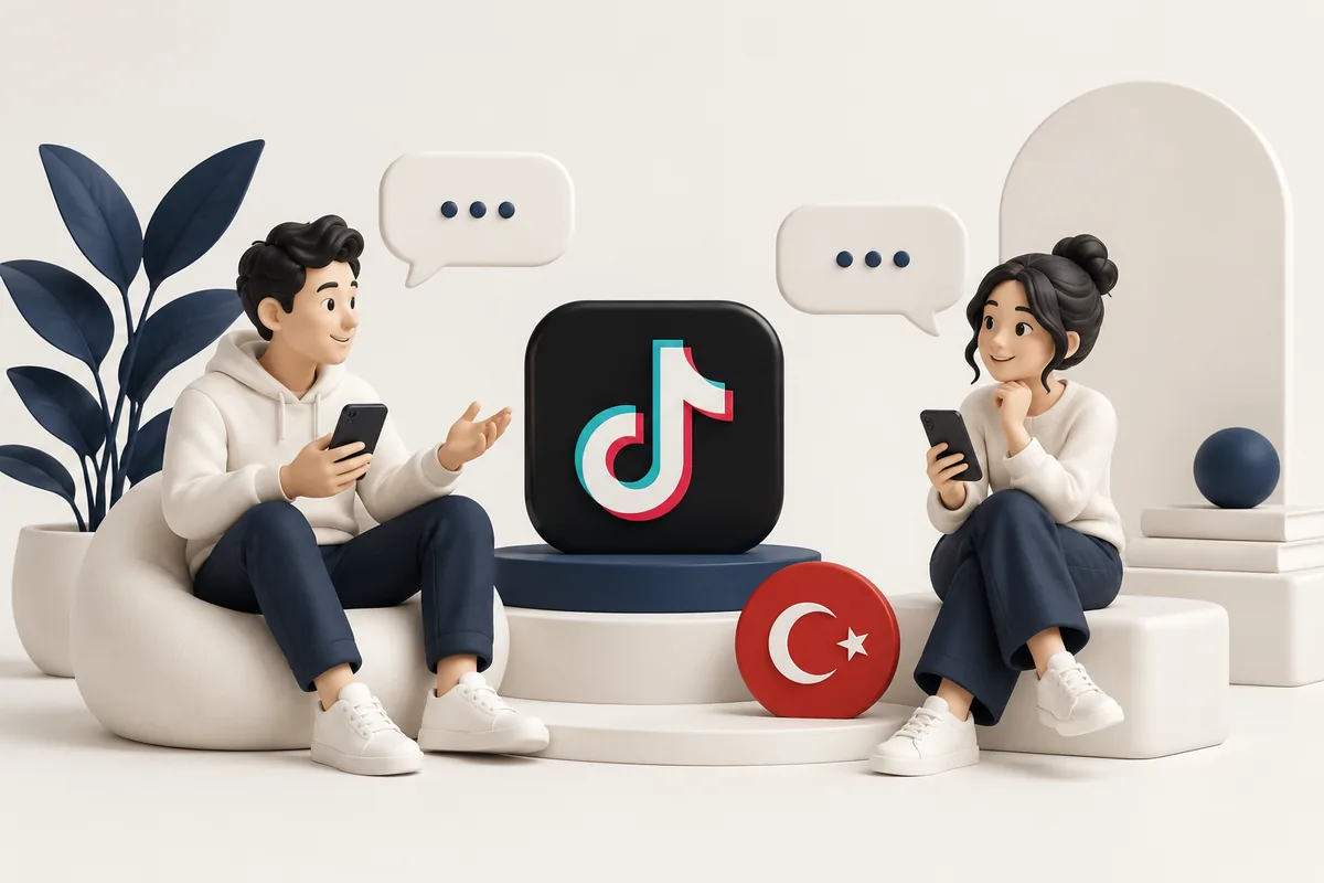 TikTok Türk Yorum hizmetini temsil eden illüstrasyon